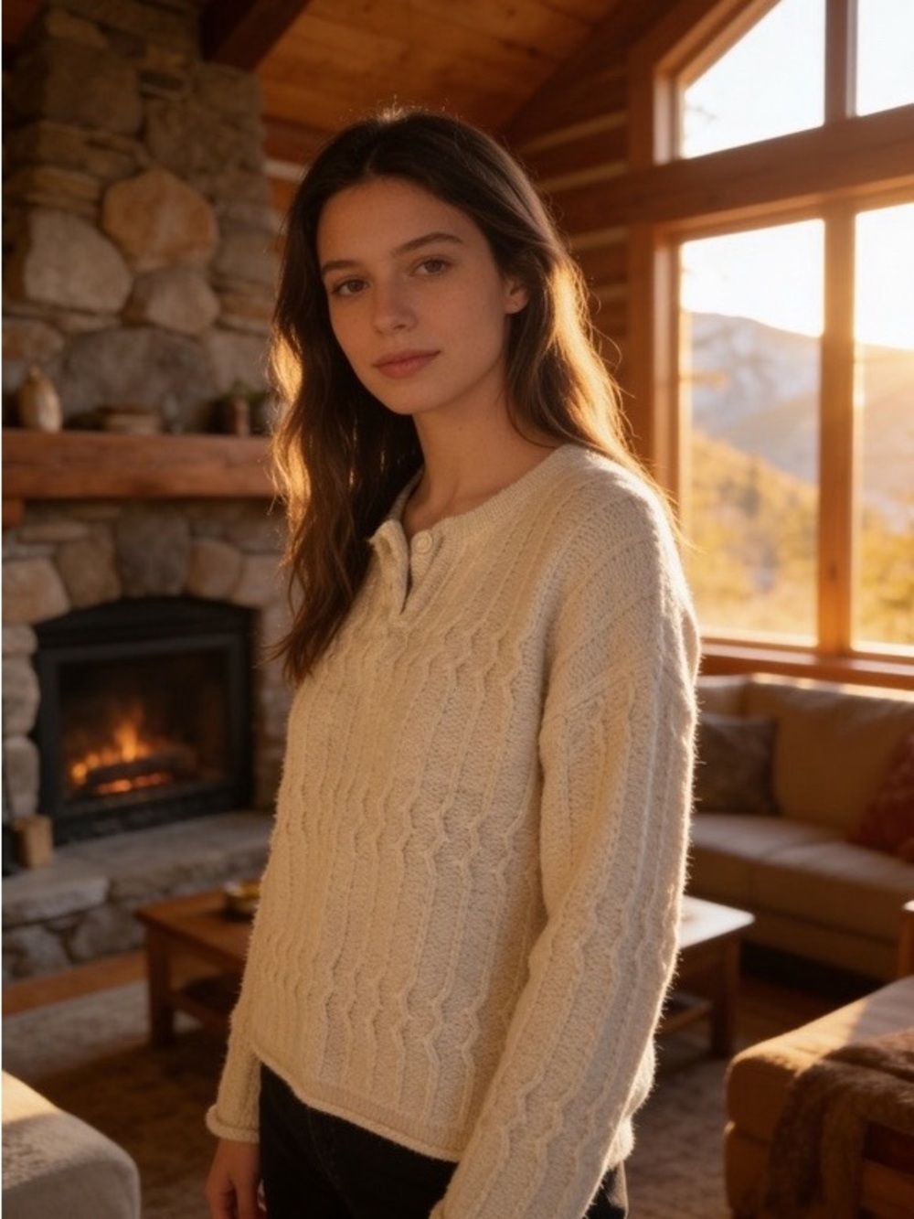 The Limited Cream Cable-Knit Sweater